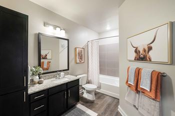 Garden soaking tub with tile surround*